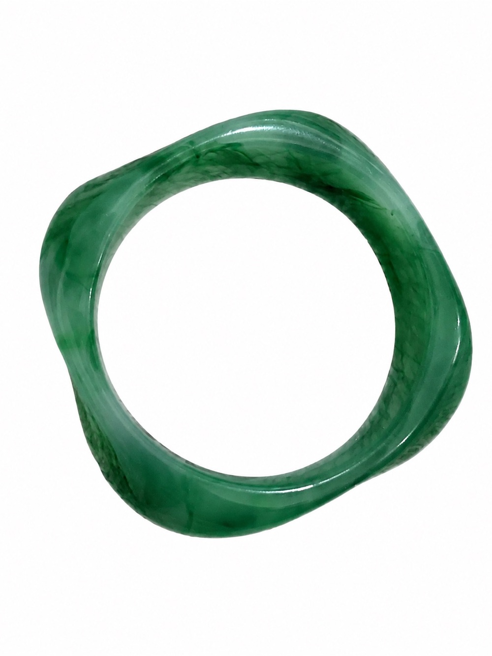 Green Resin Wave Bangle Bracelet - Women's Jewelry